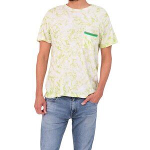 Pitusa Unisex Green Tie Dye Pocket T-Shirt | Size S | Pima Cotton Modal Blend